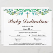 Feuille de verdure Certificat de dédicace pour béb (Devant / Derrière)