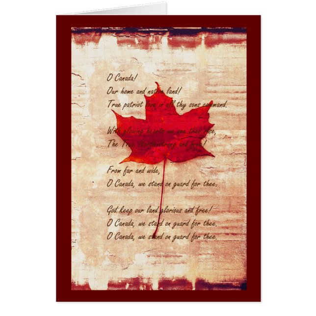feuille d'érable canadienne rouge avec l'hymne (Devant)