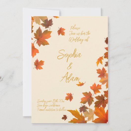 feuille d'érable Feuilles automnales Faire-part de (Devant)