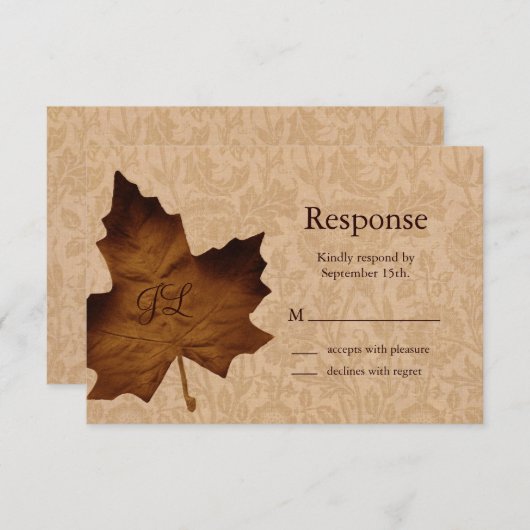 Feuille d'érable Monogramme RSVP (Devant / Derrière)