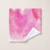 Feuille d'érable rose lavis à l'aquarelle et monog (Gant de toilette)