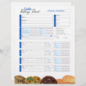 Feuille d'évaluation des cookies - Bleu (Devant / Derrière)