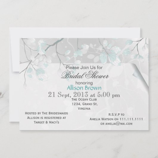 Feuille d'hiver douche nuptiale Invitations (Devant)