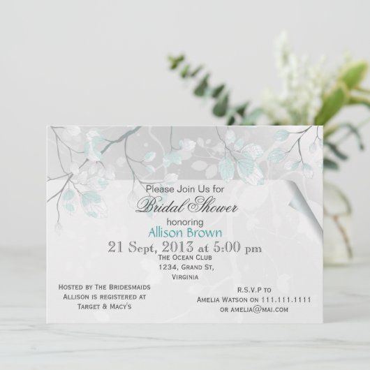 Feuille d'hiver douche nuptiale Invitations (Debout devant)