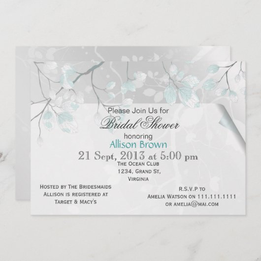 Feuille d'hiver douche nuptiale Invitations (Devant / Derrière)