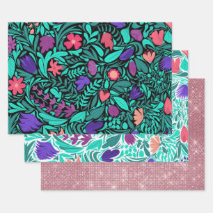 Feuille d'illustration Motif de fleurs noires prin
