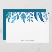 Feuille d'Indigo | Carte de papier à lettres perso (Devant / Derrière)