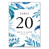 Feuille d'Indigo | Cartes de numéros de table pers (Dos)