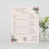 Feuille d'inscription Blush Bloom pour agent immob (Debout devant)