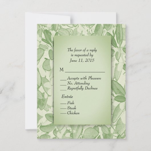 Feuille d'olive RSVP avec choix de menu (Devant)