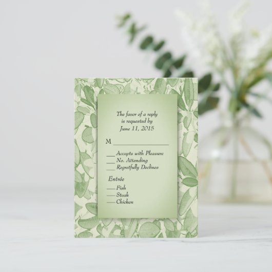 Feuille d'olive RSVP avec choix de menu (Debout devant)