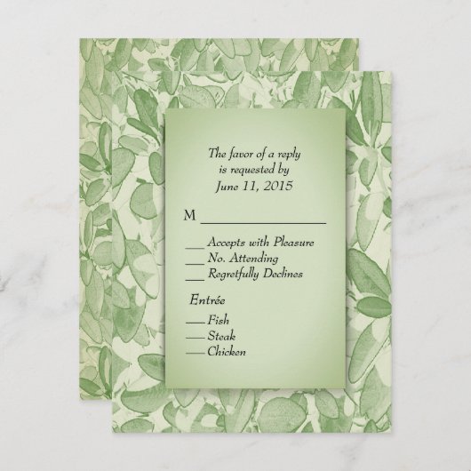 Feuille d'olive RSVP avec choix de menu (Devant / Derrière)