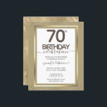 Feuille d'or 70th Birthday Party<br><div class="desc">Belle bordure en fausse feuille avec reflets chatoyants sur la bordure supérieure et inférieure. Tout le texte est ajustable et facile à changer pour vos besoins de partie. Grande élégante conception modèle de 70ème anniversaire. Invitation officielle. Enregistrez les dates disponibles dans la boutique.</div>