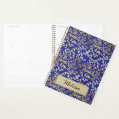 Feuille d'or Botanique Floral Deep Blue Script (Devant avec enveloppe)