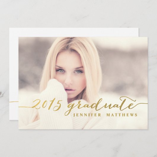 Feuille d'or | de Faux 2015 invitations de fête de (Devant / Derrière)