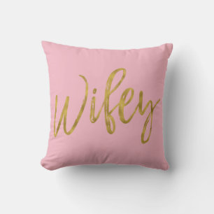 Feuille d'or de Faux de Wifey et coussin rose