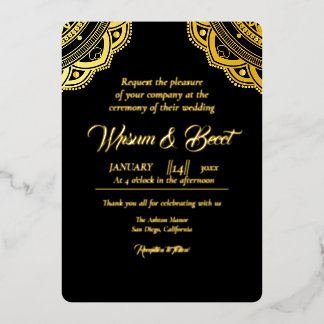 Feuille d'or et conception de carte d'invitation d