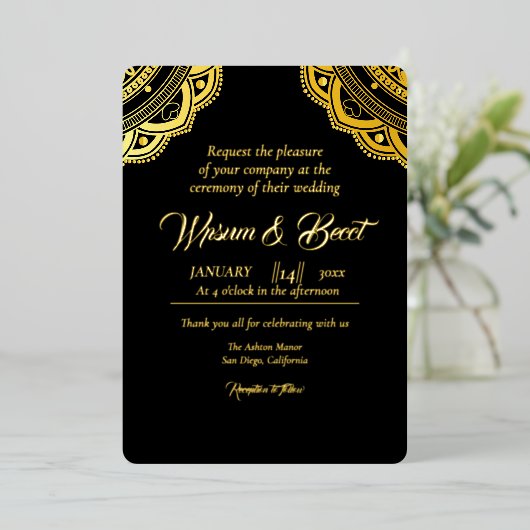 Feuille d'or et conception de carte d'invitation d (Debout devant)