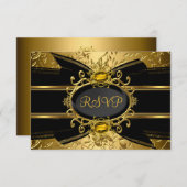 Feuille d'or et Gem 50e anniversaire RSVP (Devant / Derrière)