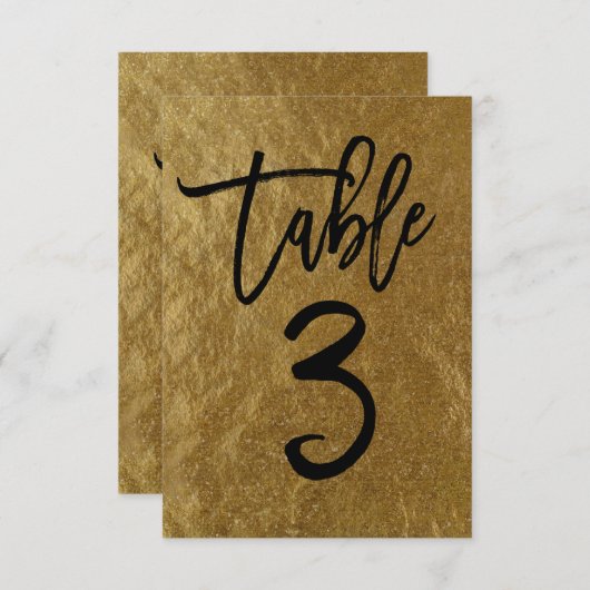 Feuille d'or feuille moderne numéro de table 3 écr (Devant / Derrière)