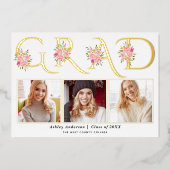Feuille d'or GRAD faire-part de graduation photo r (Recto)