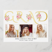 Feuille d'or GRAD faire-part de graduation photo r (Recto)