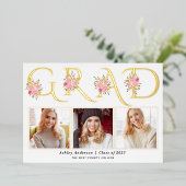 Feuille d'or GRAD faire-part de graduation photo r (Debout devant)