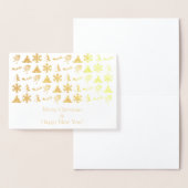 Feuille d'or Joyeuse carte d'icônes de Noël (Affichage)