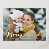 feuille d'or joyeux carte de Noël brillante (Recto)