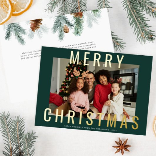 feuille d'or joyeux Noël carte de voeux