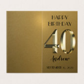 Feuille d'or métallique 40e anniversaire carte (Outside Unfolded)