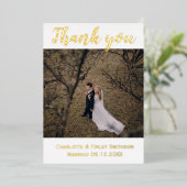 Feuille d'or moderne 2 mariage photo carte de reme (Debout devant)