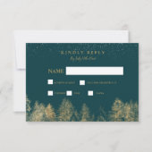 Feuille d'or Neige d'hiver pin vert mariage rsvp (Devant)