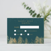 Feuille d'or Neige d'hiver pin vert mariage rsvp (Debout devant)