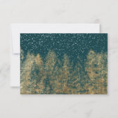 Feuille d'or Neige d'hiver pin vert mariage rsvp (Dos)