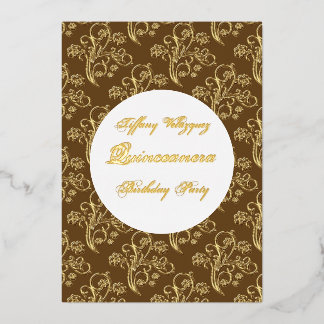 Feuille d'or Quinceanera invitation Anniversaire f