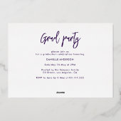 feuille d'or texte moderne faire-part gris violet (Verso)