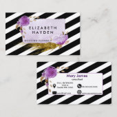 Feuille d'or violet carte de visite floral (Devant / Derrière)