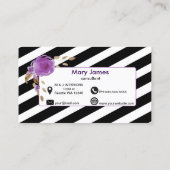 Feuille d'or violet carte de visite floral (Dos)