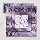 Feuille élégante Silv pourpre floral de faire-part (Devant / Derrière)