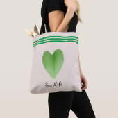Feuille en forme de coeur vert sur Sac fourre-tout (De près)