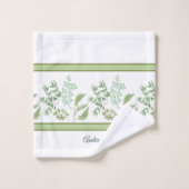 Feuille et branches verts de fougère avec le nom (Gant de toilette)