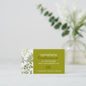 Feuille et carte de visite verts de vignes (Debout devant)