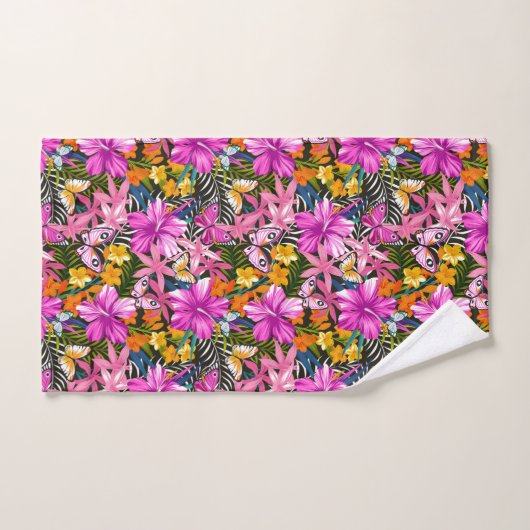 Feuille et fleurs tropicaux (Serviette à main)