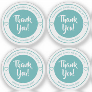 Feuille Étiquette Pastel Turquoise Merci coeur