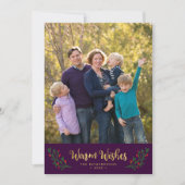 Feuille festive pourpre Vœux chaleureux de vacance (Devant)