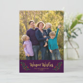 Feuille festive pourpre Vœux chaleureux de vacance (Debout devant)