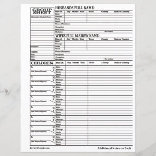 Feuille Groupe Historique de famille