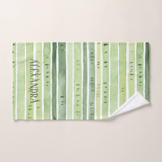 Feuille Luxe | Botanicals vert et monogramme (Serviette à main)