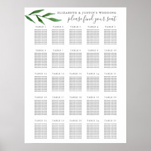Feuille luxuriant Élégant 25 Table Mariage Tableau